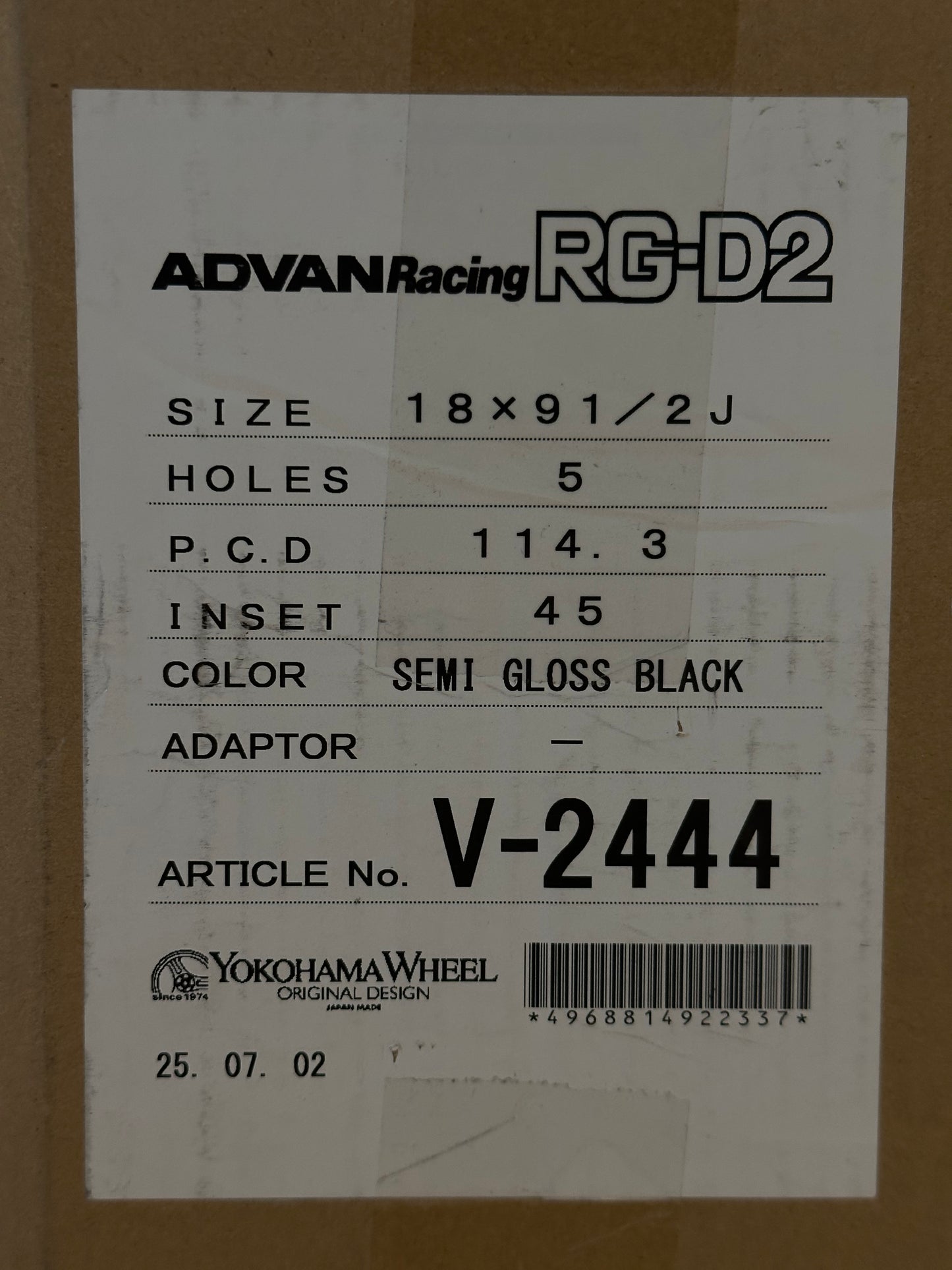 [FULL SET] Advan RG-D2 Semi-Gloss Black 18x9.5 ET45 5x114.3
