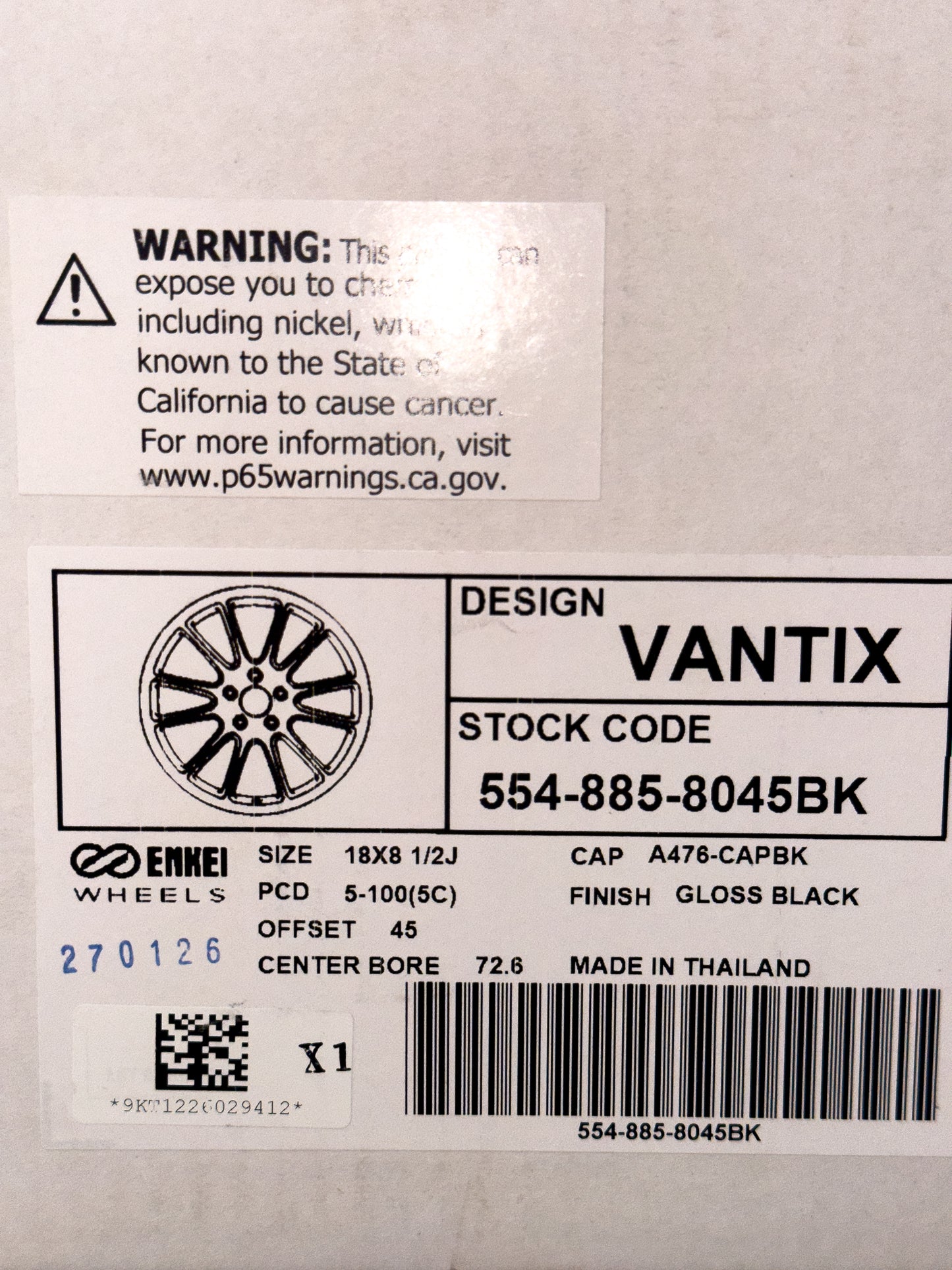 [FULL SET] Enkei Vantix Gloss Black 18x8.5 ET45 5x100